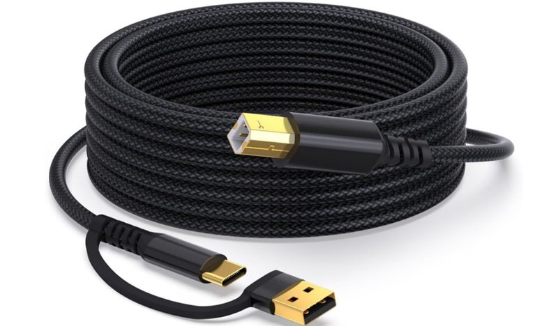 igeekwell USB B to USB C Printer Cable 16.6 Feet - Type A/C to B Printer Cable High-Speed Nylon Braided MIDI Cord for HP, Canon, Brother, Samsung, Dell, Epson,DAC，（5 M,1 PACK） - Image 1